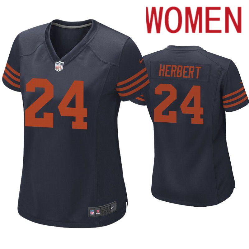 Women Chicago Bears #24 Khalil Herbert Nike Throwback Navy Game NFL Jersey
